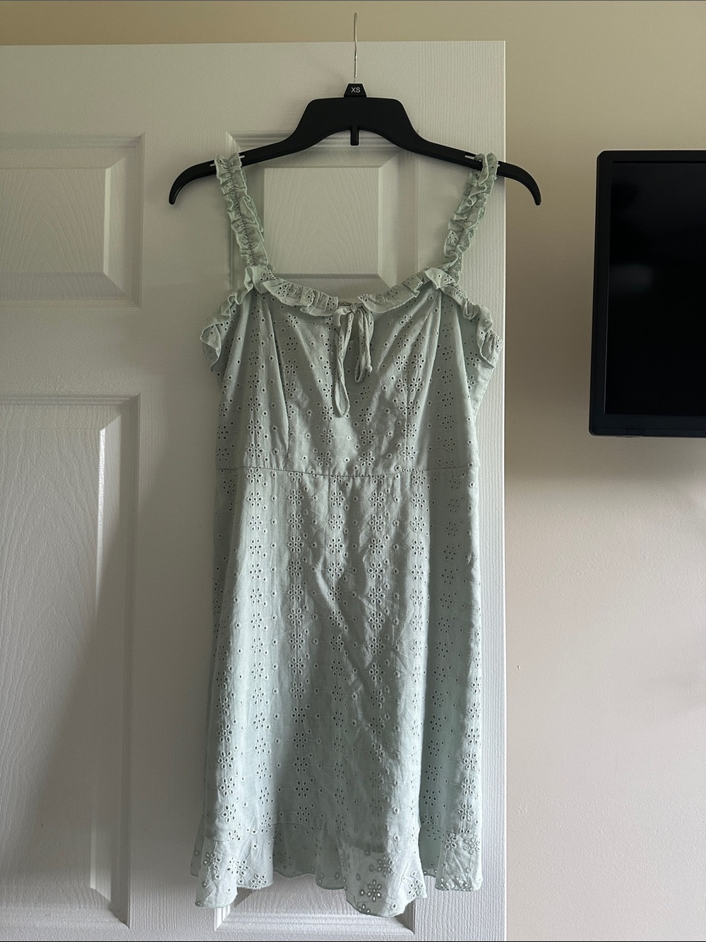 B. Smart Sage Green Eyelet Top with Smocked Yoke